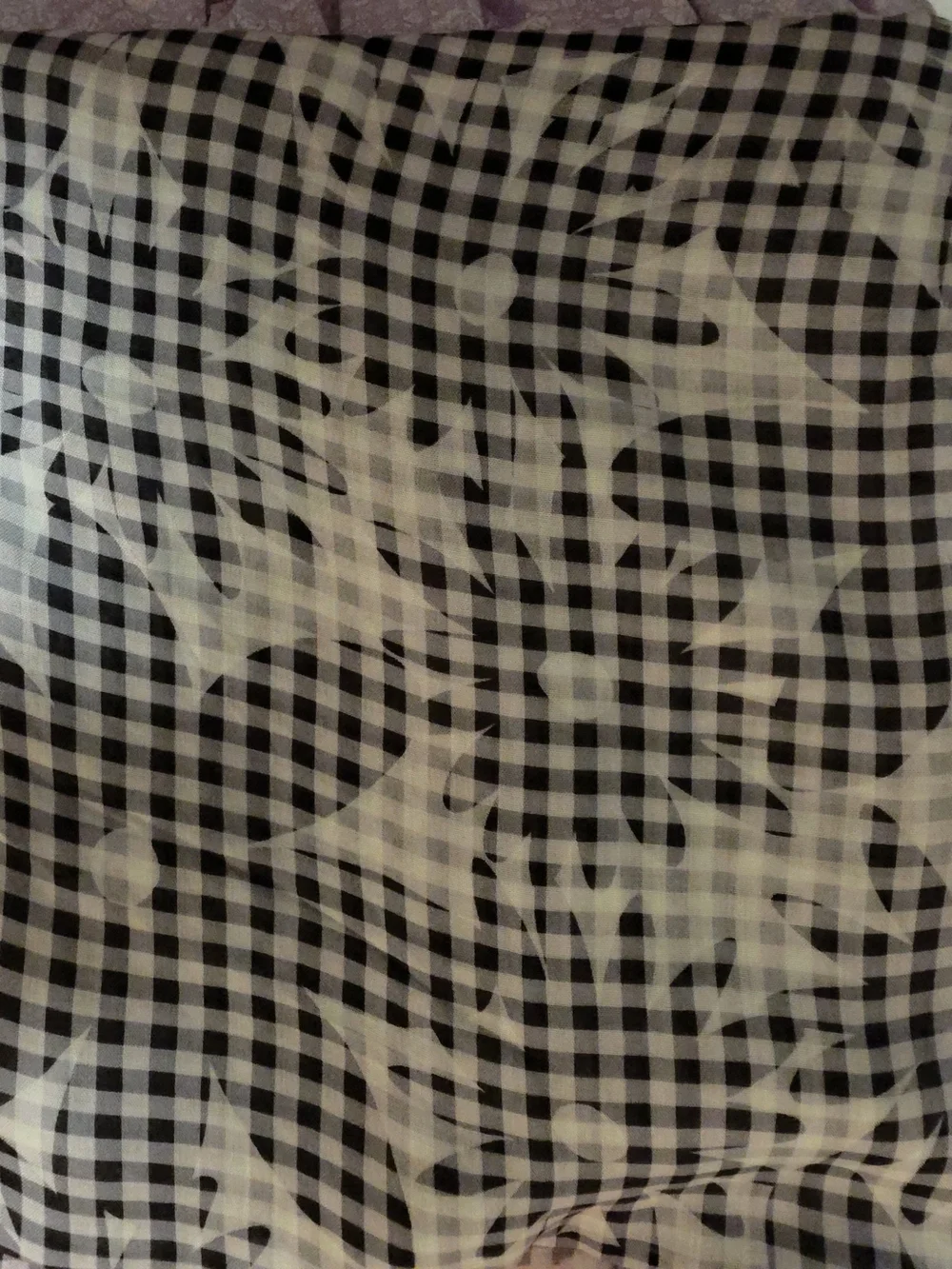 kate spade Black and White Checked Floral Kimono Coverall with Pink Trim